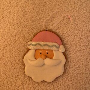 Kurt S. Adler Pink and White Claydough Christmas Cookie Ornament - Santa Face